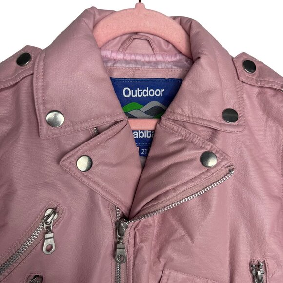 Outdoor Habitat Toddler Light Pink Moto Jacket Size 2T USA Embroidered Eagle - Picture 2 of 10